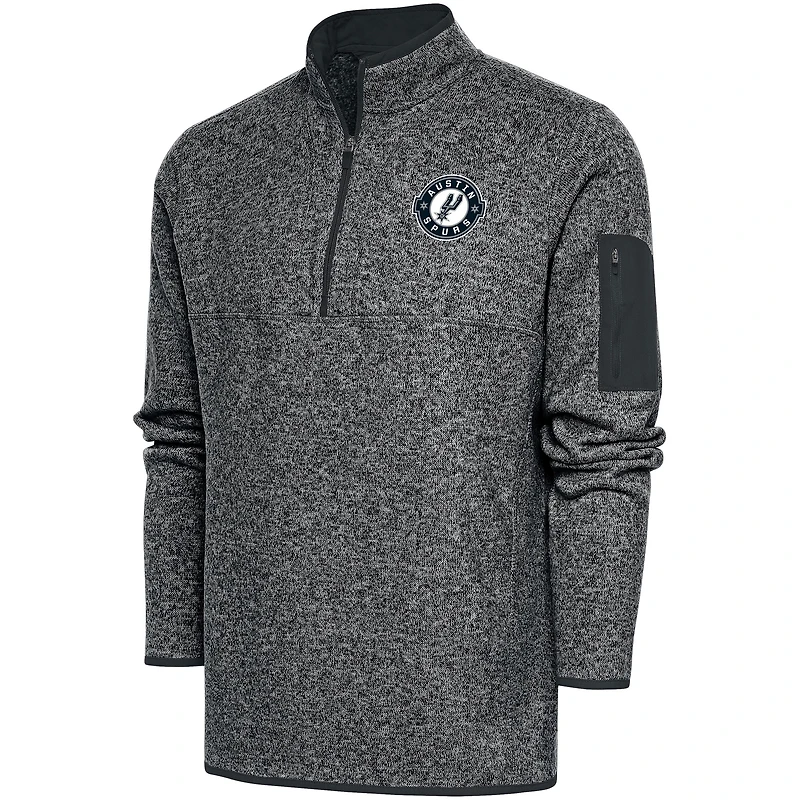Men's Antigua  Heather Charcoal Austin Spurs Big & Tall Fortune Quarter-Zip Pullover Jacket