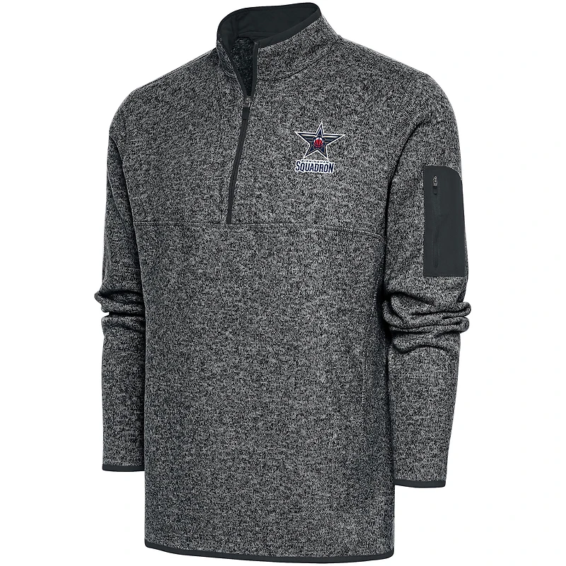 Men's Antigua  Heather Charcoal Birmingham Squadron Big & Tall Fortune Quarter-Zip Pullover Jacket