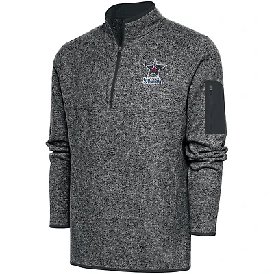 Men's Antigua  Heather Charcoal Birmingham Squadron Big & Tall Fortune Quarter-Zip Pullover Jacket