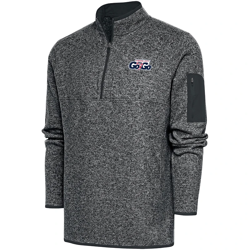 Men's Antigua  Heather Charcoal Capital City Go-Go Big & Tall Fortune Quarter-Zip Pullover Jacket