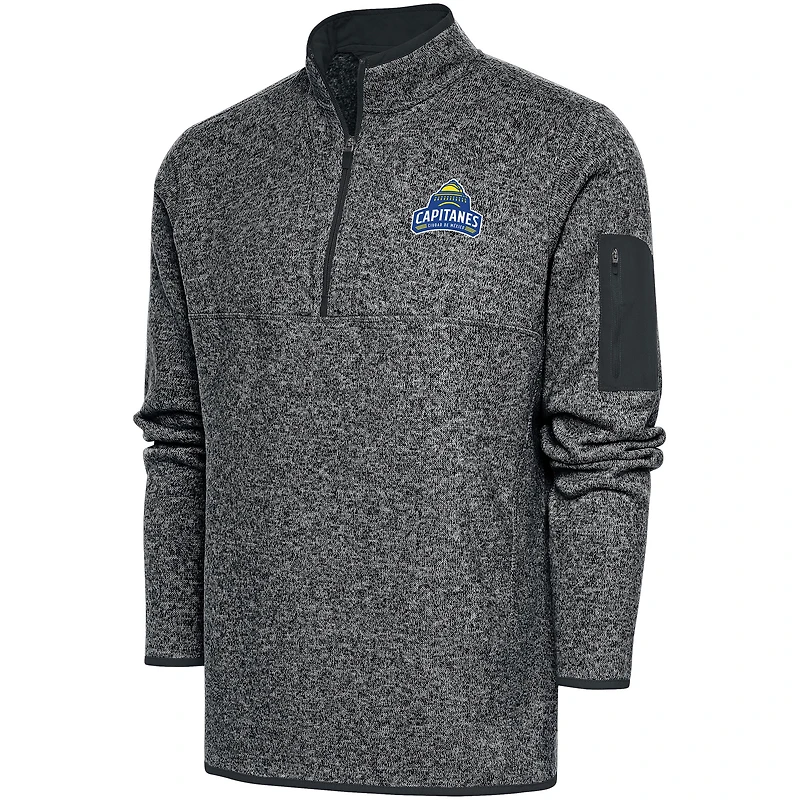 Men's Antigua Heather Charcoal Capitanes de Ciudad de Mexico Big & Tall Fortune Quarter-Zip Pullover Jacket