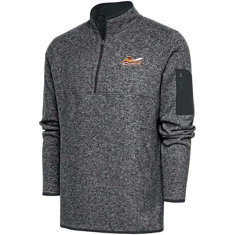 Men's Antigua  Heather Charcoal Cleveland Charge Big & Tall Fortune Quarter-Zip Pullover Jacket