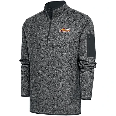 Men's Antigua  Heather Charcoal Cleveland Charge Big & Tall Fortune Quarter-Zip Pullover Jacket