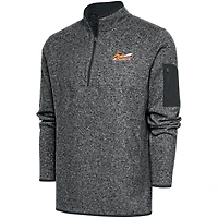 Men's Antigua  Heather Charcoal Cleveland Charge Big & Tall Fortune Quarter-Zip Pullover Jacket