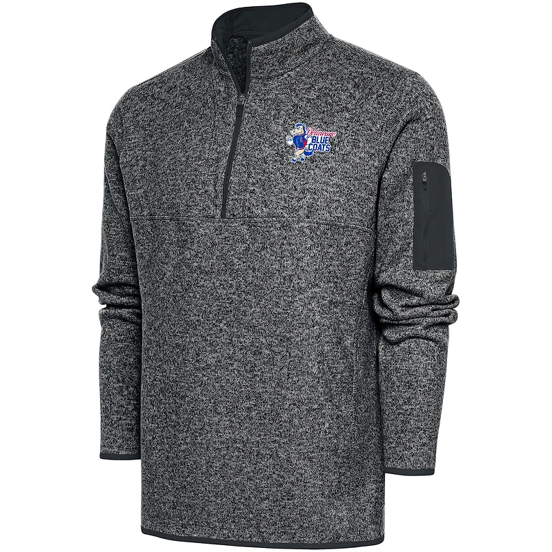 Men's Antigua  Heather Charcoal Delaware Blue Coats Big & Tall Fortune Quarter-Zip Pullover Jacket