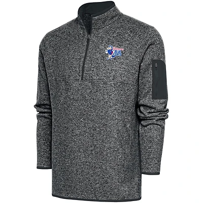 Men's Antigua  Heather Charcoal Delaware Blue Coats Big & Tall Fortune Quarter-Zip Pullover Jacket