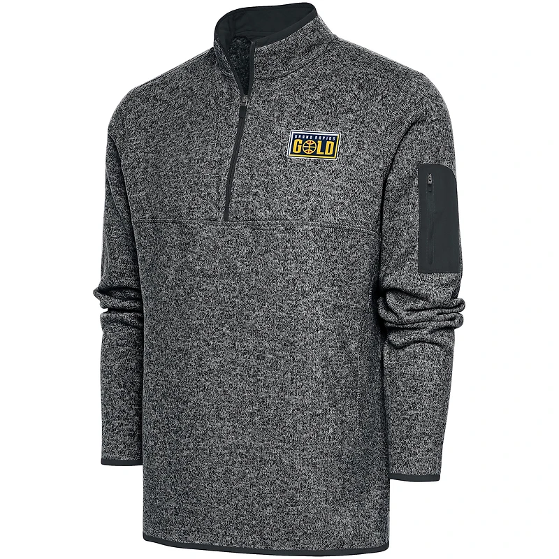 Men's Antigua  Heather Charcoal Grand Rapids Gold Big & Tall Fortune Quarter-Zip Pullover Jacket