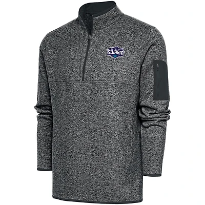 Men's Antigua  Heather Charcoal Greensboro Swarm Big & Tall Fortune Quarter-Zip Pullover Jacket