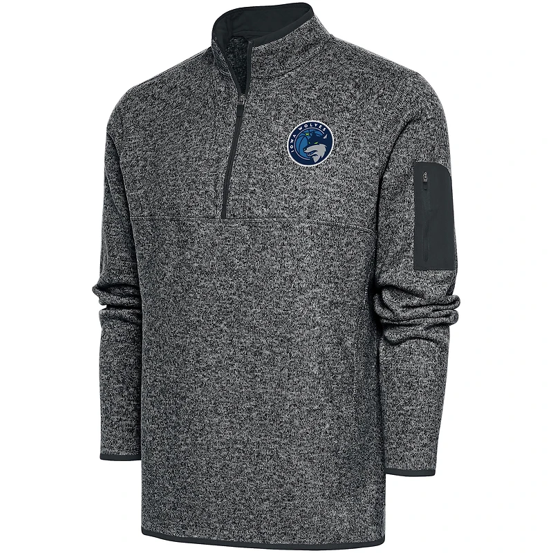Men's Antigua  Heather Charcoal Iowa Wolves Big & Tall Fortune Quarter-Zip Pullover Jacket