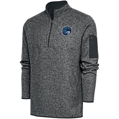 Men's Antigua  Heather Charcoal Iowa Wolves Big & Tall Fortune Quarter-Zip Pullover Jacket