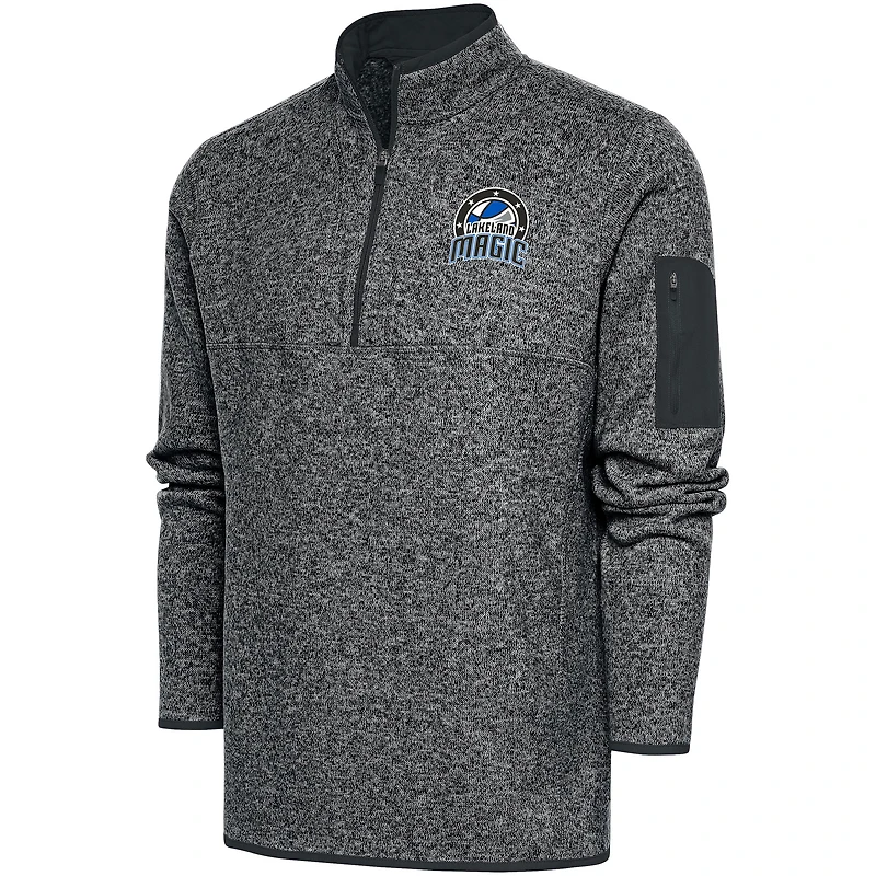 Men's Antigua  Heather Charcoal Lakeland Magic Big & Tall Fortune Quarter-Zip Pullover Jacket
