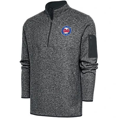 Men's Antigua  Heather Charcoal Long Island Nets Big & Tall Fortune Quarter-Zip Pullover Jacket