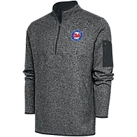 Men's Antigua  Heather Charcoal Long Island Nets Big & Tall Fortune Quarter-Zip Pullover Jacket