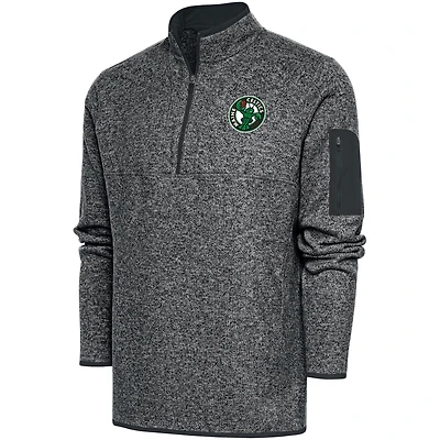 Men's Antigua  Heather Charcoal Maine Celtics Big & Tall Fortune Quarter-Zip Pullover Jacket