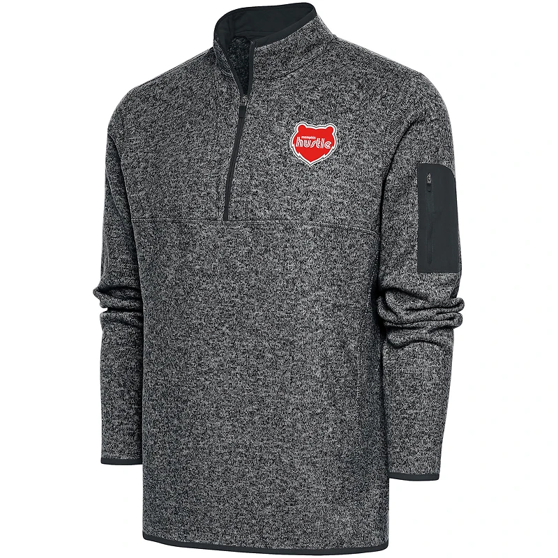 Men's Antigua  Heather Charcoal Memphis Hustle Big & Tall Fortune Quarter-Zip Pullover Jacket