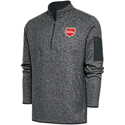 Men's Antigua  Heather Charcoal Memphis Hustle Big & Tall Fortune Quarter-Zip Pullover Jacket
