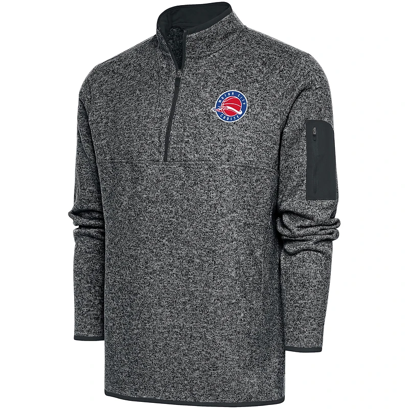 Men's Antigua  Heather Charcoal Motor City Cruise Big & Tall Fortune Quarter-Zip Pullover Jacket