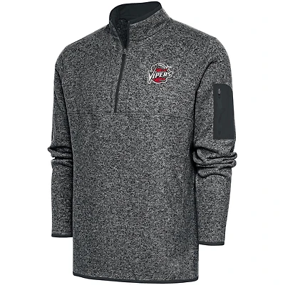 Men's Antigua  Heather Charcoal Rio Grande Valley Vipers Big & Tall Fortune Quarter-Zip Pullover Jacket