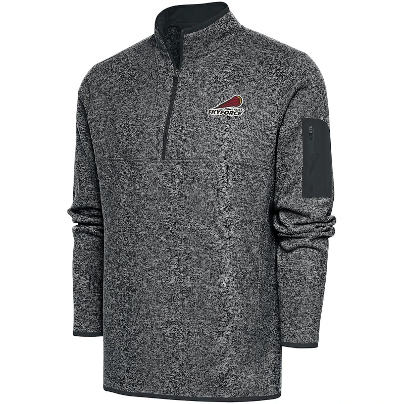 Men's Antigua  Heather Charcoal Sioux Falls Skyforce Big & Tall Fortune Quarter-Zip Pullover Jacket