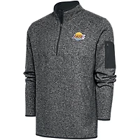Men's Antigua  Heather Charcoal South Bay Lakers Big & Tall Fortune Quarter-Zip Pullover Jacket