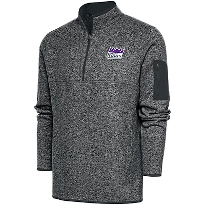 Men's Antigua  Heather Charcoal Stockton Kings Big & Tall Fortune Quarter-Zip Pullover Jacket