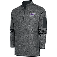 Men's Antigua  Heather Charcoal Stockton Kings Big & Tall Fortune Quarter-Zip Pullover Jacket