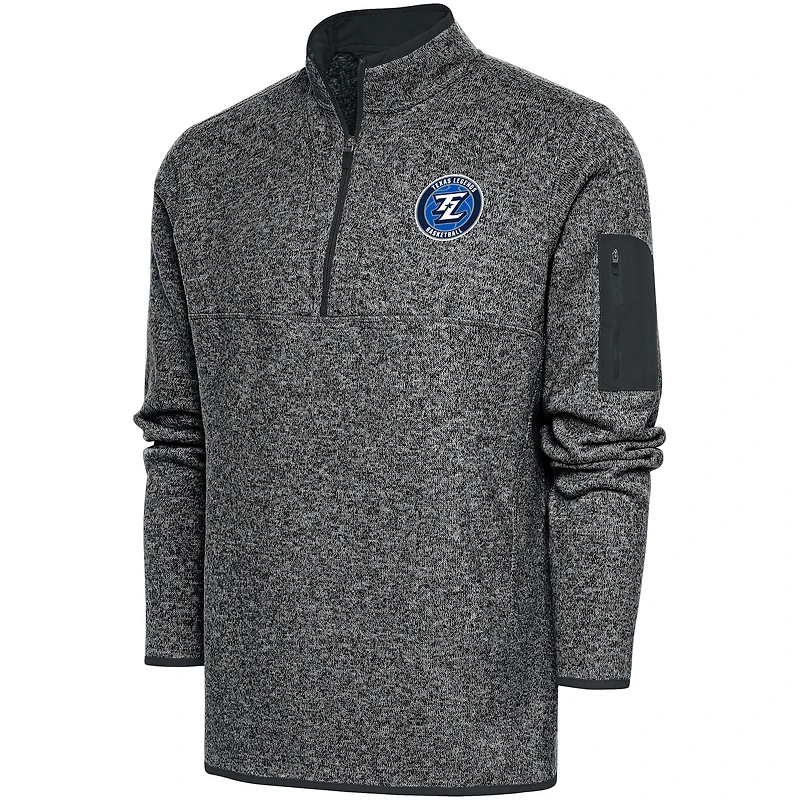 Men's Antigua  Heather Charcoal Texas Legends Big & Tall Fortune Quarter-Zip Pullover Jacket