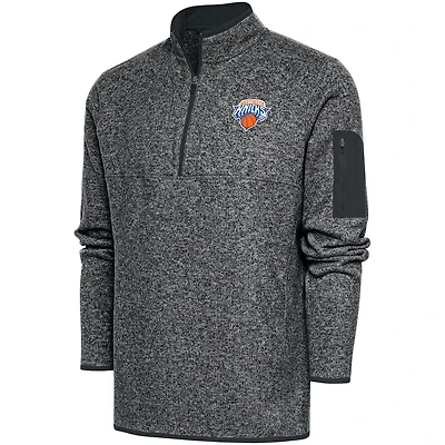 Men's Antigua  Heather Charcoal Westchester Knicks Big & Tall Fortune Quarter-Zip Pullover Jacket