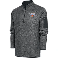 Men's Antigua  Heather Charcoal Westchester Knicks Big & Tall Fortune Quarter-Zip Pullover Jacket
