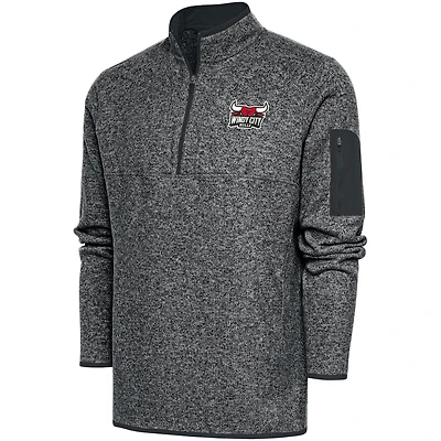 Men's Antigua  Heather Charcoal Windy City Bulls Big & Tall Fortune Quarter-Zip Pullover Jacket