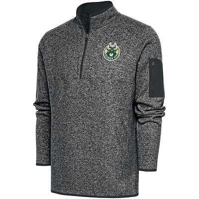 Men's Antigua  Heather Charcoal Wisconsin Herd Big & Tall Fortune Quarter-Zip Pullover Jacket