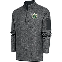 Men's Antigua  Heather Charcoal Wisconsin Herd Big & Tall Fortune Quarter-Zip Pullover Jacket