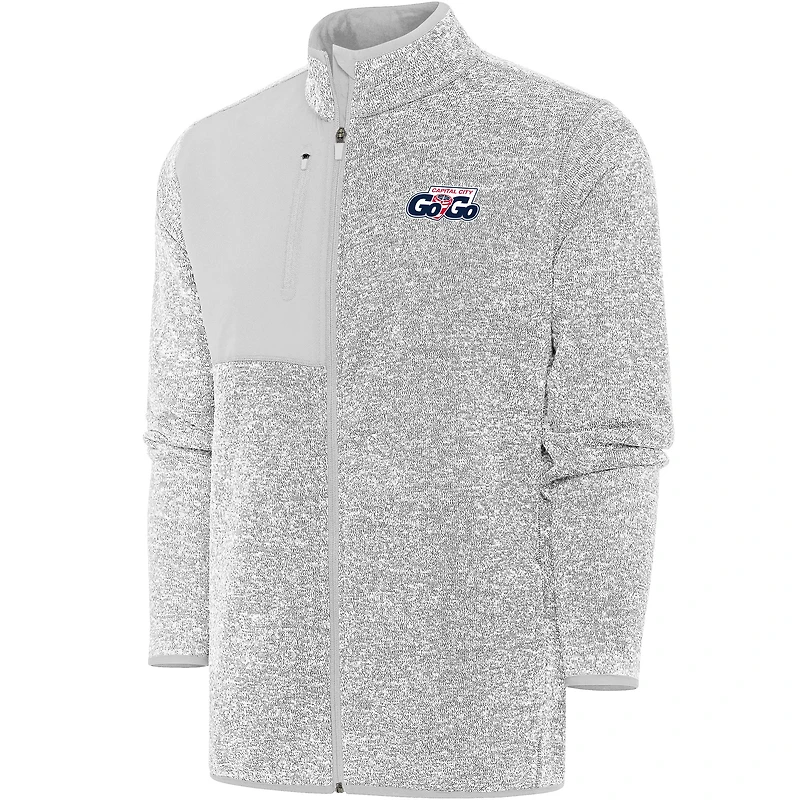 Men's Antigua  Heather Gray Capital City Go-Go Fortune Full-Zip Jacket