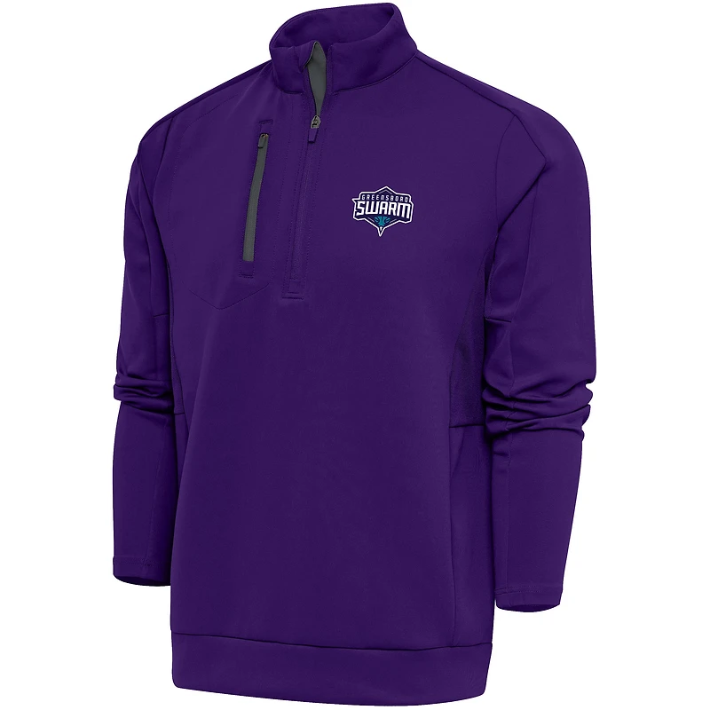 Men's Antigua  Purple Greensboro Swarm Generation Quarter-Zip Pullover Top
