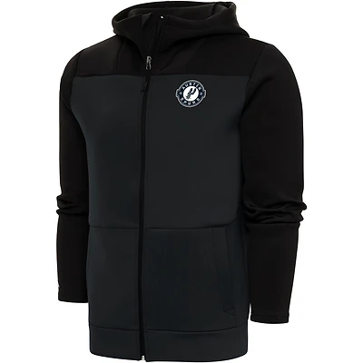 Men's Antigua  Black Austin Spurs Protect Full-Zip Hoodie