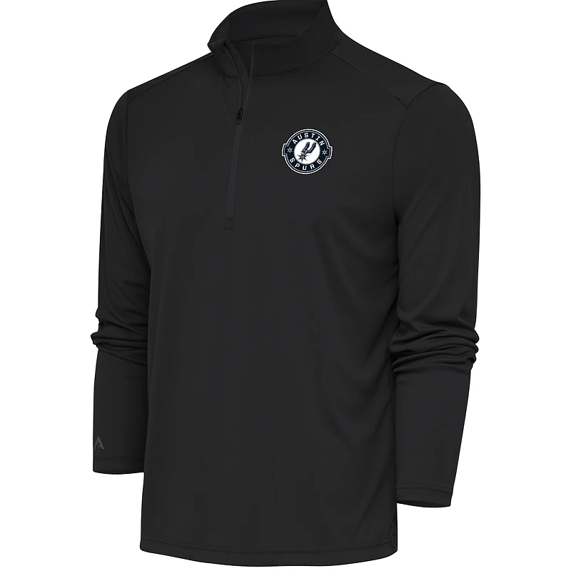 Men's Antigua  Charcoal Austin Spurs Tribute Quarter-Zip Pullover Top