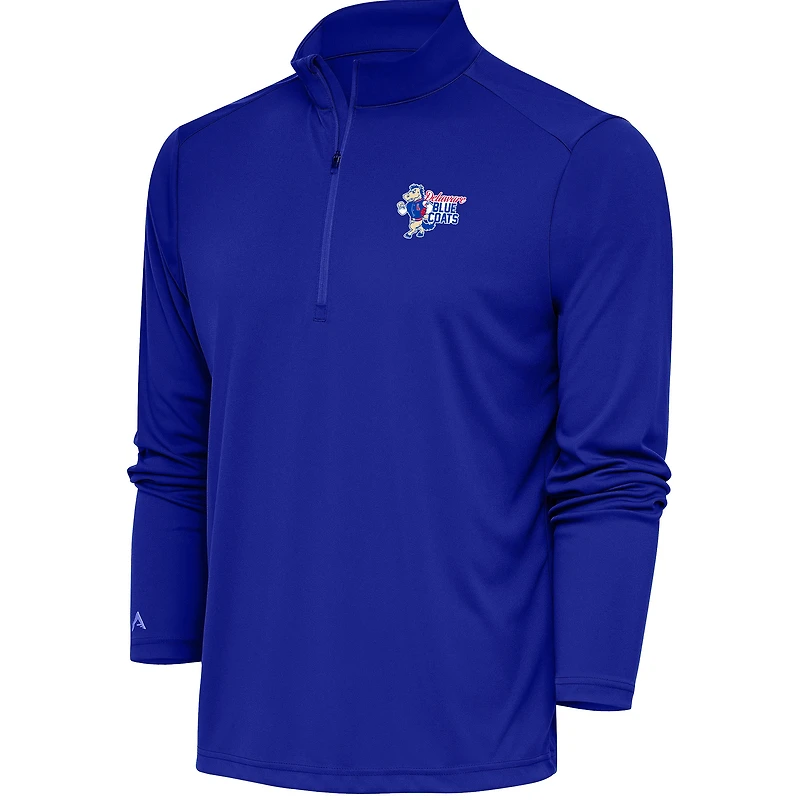 Men's Antigua Blue Delaware Blue Coats Tribute Quarter-Zip Pullover Top