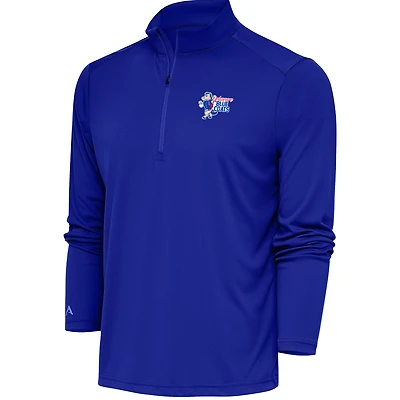 Men's Antigua Blue Delaware Blue Coats Tribute Quarter-Zip Pullover Top