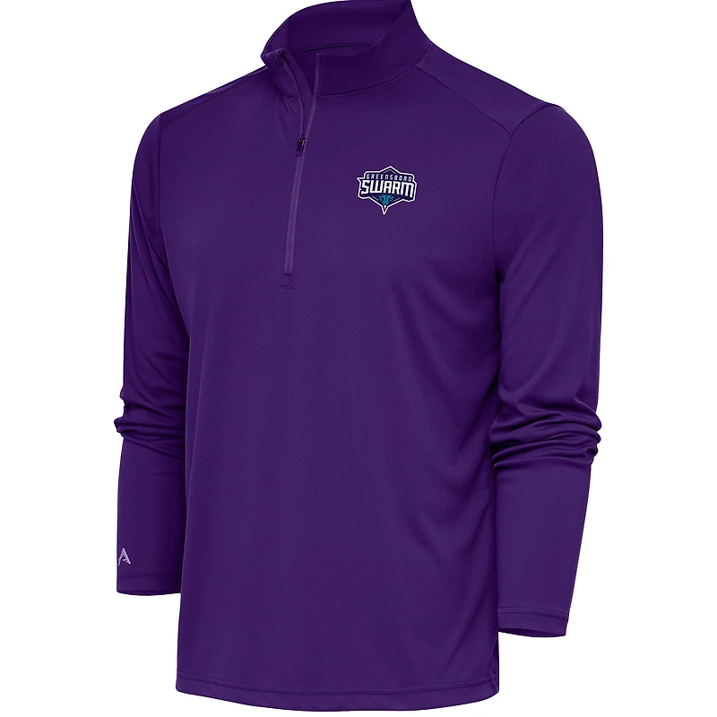 Men's Antigua Purple Greensboro Swarm Tribute Quarter-Zip Pullover Top