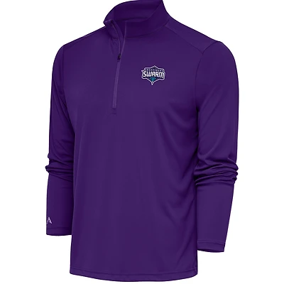 Men's Antigua Purple Greensboro Swarm Tribute Quarter-Zip Pullover Top