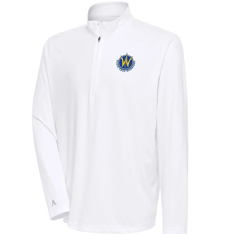 Men's Antigua White Santa Cruz Warriors Tribute Quarter-Zip Pullover Top
