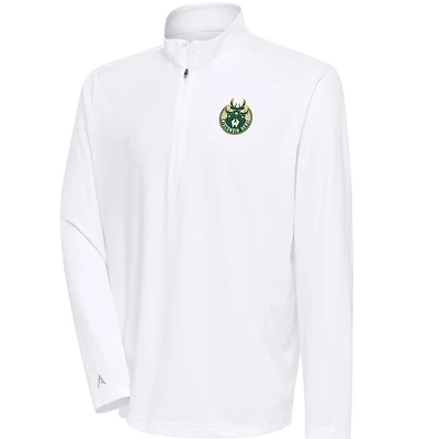Men's Antigua White Wisconsin Herd Tribute Quarter-Zip Pullover Top