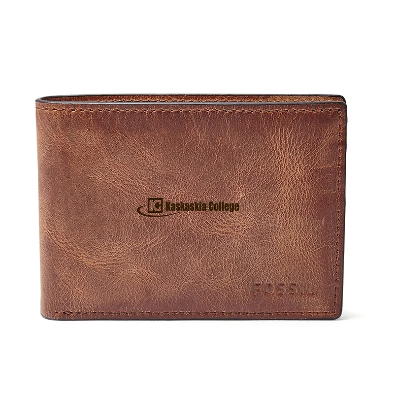Kaskaskia College Blue Devils Fossil Leather Derrick Front Pocket Bifold Wallet