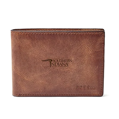 Southern Indiana Screaming Eagles Fossil Leather Derrick Front Pocket Bifold Wallet