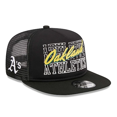 Men's New Era Black Athletics  Street Team A-Frame Trucker 9FIFTY Snapback Hat