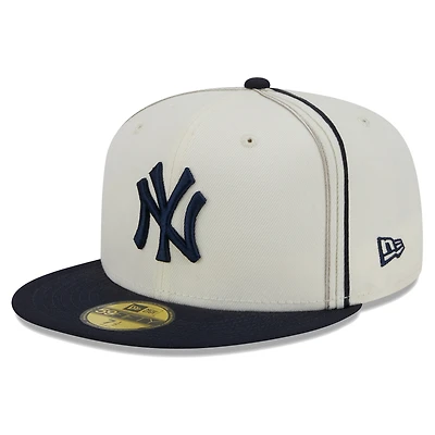 Men's New Era  Cream/Navy New York Yankees Chrome Sutash 59FIFTY Fitted Hat