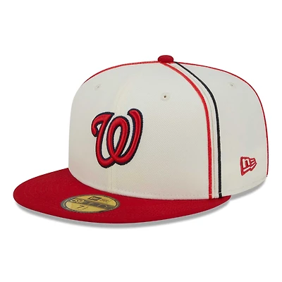 Men's New Era  Cream/Red Washington Nationals Chrome Sutash 59FIFTY Fitted Hat