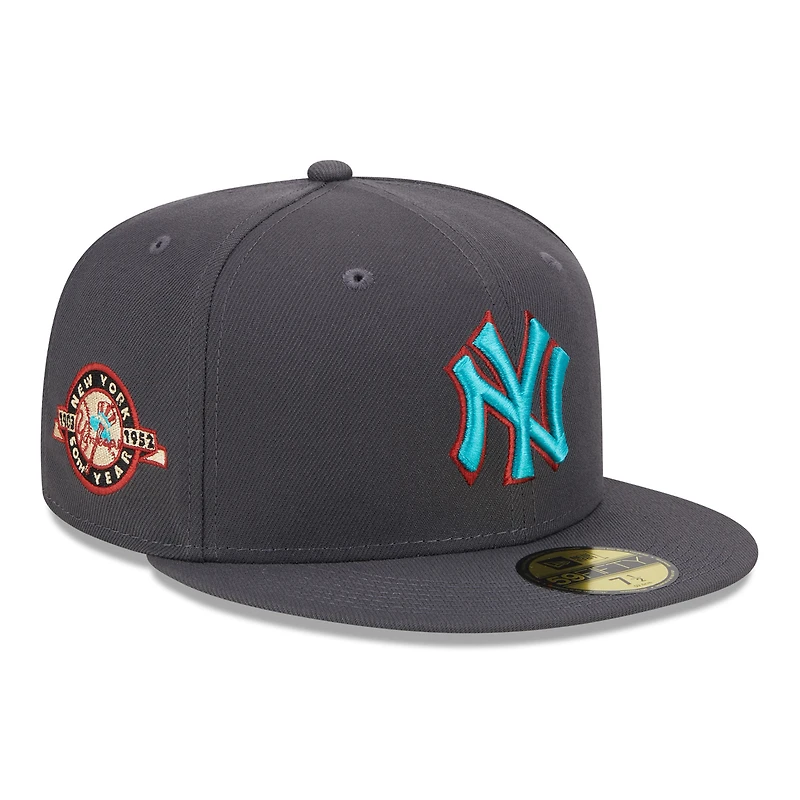 Men's New Era Graphite New York Yankees  Print Undervisor 59FIFTY Fitted Hat