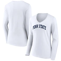Women's White Penn State Nittany Lions Basic Arch Long Sleeve V-Neck T-Shirt