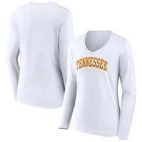 Women's White Tennessee Volunteers Basic Arch Long Sleeve V-Neck T-Shirt